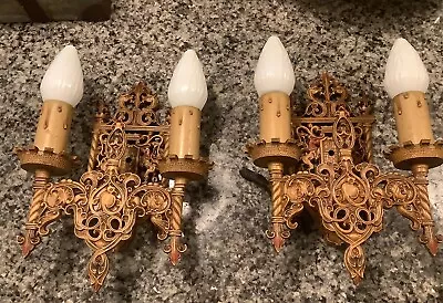 Wired Set Of 2 Heavy Antique “Moe Bridges” Sconces RARE! 32176 Beautiful • $105.50