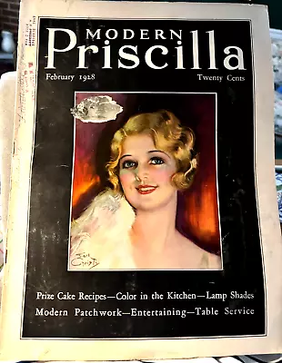 Modern Priscilla - Feb 1928 - Fashion - Homecrafts - Recipes - GREAT ADS! • $8.99