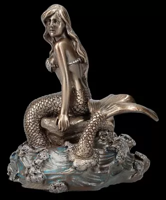 Mermaid Figurine - Unda Sitting On Stone - Fantasy Mermaid Siren Deco Statue • £57.01