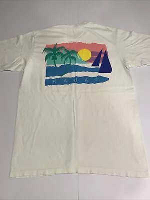 Vintage KAUAI Crazy Shirts White Holiday Printed T Shirt Men’s Size Large USA • $15