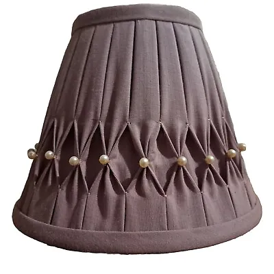 Laura Ashley Pinch Pleat Penn Aubergine Mauve Fenn Pearl Detail Lamp Light Shade • £25