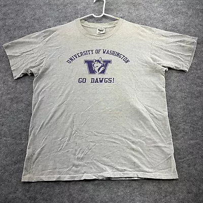 VTG University Of Washington Huskies Shirt Mens XL Gray Go Dawgs Graphic 90s • $9.95