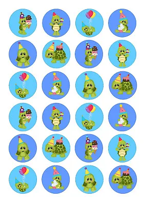 £4 • Buy 24 Edible Turtle Tortoise Iced Icing Fondant 4cm Cupcake Toppers Cake