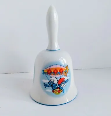 $16.50 • Buy 1982 Vintage Smurfs Porcelain Bell Hot Air Balloon - Wallace Berrie & Co - Japan