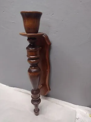 Vintage Large Wooden Wall Sconce Candle Holder  • $14
