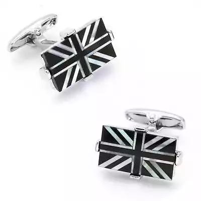 Union Jack - Flag Of United Kingdom Cufflinks - Onyx & Mother Of Pearl • £24.19