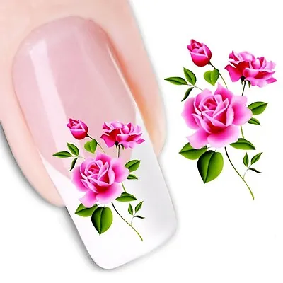 £1.95 • Buy Nail Art Sticker Water Decals Transfer Stickers Pink Roses (XF1369)
