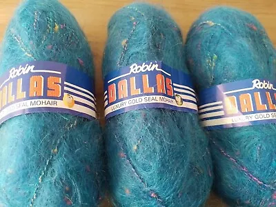 Robin Dallas 70% Mohair Yarn Turquoise Rainbow • £10