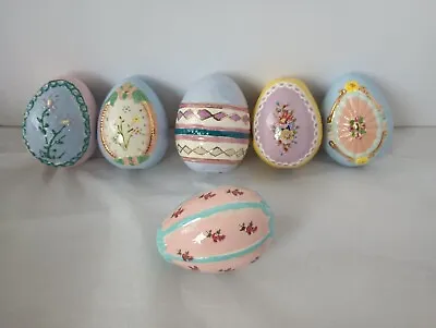 Lot Of 6 Vintage Hand Painted Floral Ceramic Easter Eggs Lot Basket Fillers • $24.99