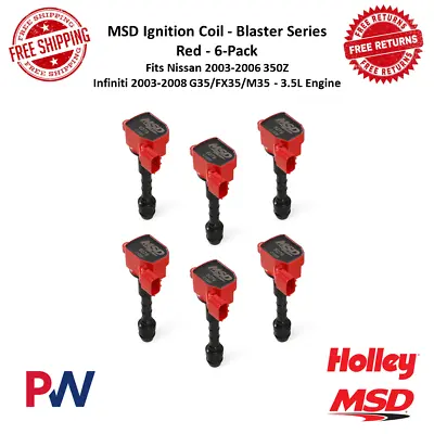 MSD Blaster Ignition Coil Red 6-Pack For 2003-08 Nissan 350Z / Infiniti M35 G35 • $322.64