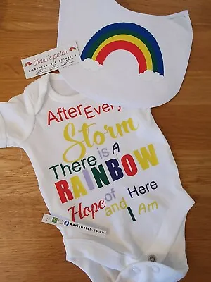 £5.25 • Buy After Every Storm Comes A Rainbow Of Hope Babygrow, Bodysuit Baby Vest Only