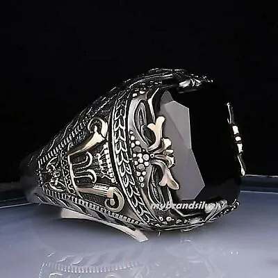 Turkish Handmade Jewelry 925 Sterling Silver Black Onyx Stone Men Rings • $57.70