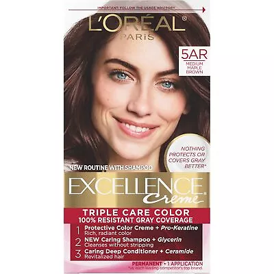 L'Oreal Paris Excellence Creme Permanent Triple Care Hair Color 5AR Medium • $11.47