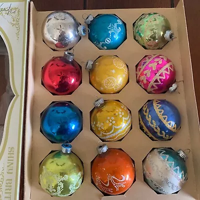 12 Vintage Antique Tree Glass Christmas ORNAMENTS LOT Shiny Brite • $49.99