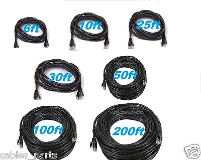 Cat 6 CAT6 Patch Cord Cable Ethernet Internet Network LAN RJ45 BLACK (3ft-200ft) • $4.99