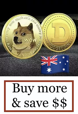 Dogecoin Commemorative Gold Plated Doge Coin Gift Collectible Like Bitcoin 🇦🇺 • $4.49