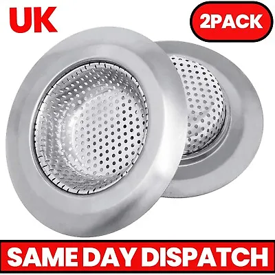 £4.49 • Buy 2x STAINLESS STEEL SINK BATH PLUG HOLE STRAINER DRAINER BASIN HAIR TRAP COVER