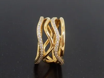 Pandora Gold Plated Swirling Lines Ring 168631C01-54 • $168.01