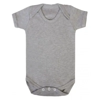 Plain Baby Grows Grey Baby Bodysuit Soft Baby Grow 100% Cotton Baby Vest Suit • £2.90