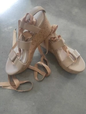 $79 • Buy Department Of Finery DOF Leather Heels Sandals Shoes Cork Platform Size 41 NEW 