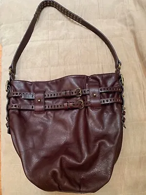 $89.99 • Buy NWT Joelle Hawkens Burgundy Leather Purse Shoulder Bag “Prosper” Stud Buckle