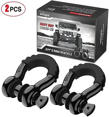 Nilight 2pcs 3/4  D-Ring Shackle 4.75 Ton With Isolators & Washer Kits For Jeep • $28.99