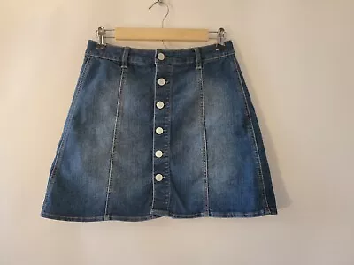 Mossimo Supply Co. Skirt Womens Stretch Denim Blue Button Front A-Line Size 10 • $12