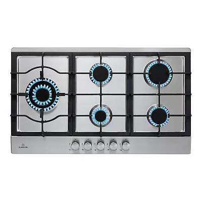 Gas Hob 90 Cm 5 Burner Ring Glass Ceramic Gas Cooker Hob Gas Burner Hob Black  • £484.16