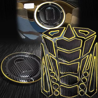 16PC Glossy Black Tank Pad+Fuel Cap Cover 04-05 Ninja ZX-10R/6R/9R Chromed Gold • $15.99