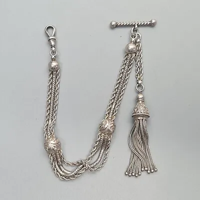 Antique Sterling Silver Albertina Chain Pocket Watch Chain Tassel • $209.64