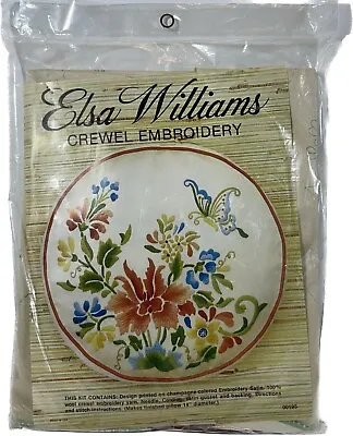 Elsa Williams Imperial Rose Pillow Vintage Crewel Embroidery Kit Butterfly • $32