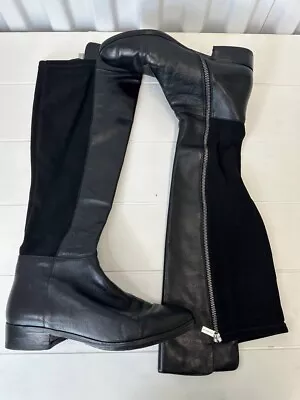 Michael Kors Women's Leather Over The Knee Boots Flats Zipper Stretch Black Sz 8 • $7