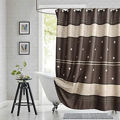 $36.28 • Buy BESTRIPES Fabric Shower Curtain Brown Shower Curtain Brown Tan Striped Patter...