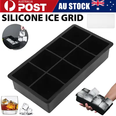 8 Grids Whiskey Silicone Maker Ice Cube Tray Mould Large Mold Giant Square Black • $12.54