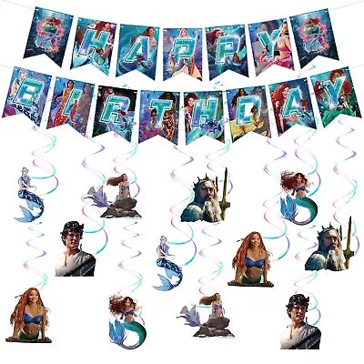 Little Mermaid Birthday Decorations Mermaid Party Decorations Banner And Han... • $16.19