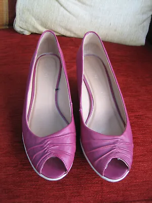 Pair M & S Footglove Pink Peeptoe Shoes - Size 6 • £19.95