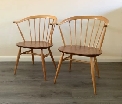 £500 • Buy Two Ercol Windsor 449a Bow Top Armchairs In Original Light Finish.