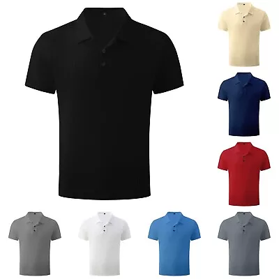 Men's Polo Shirt Golf Sports Cotton Short Sleeve Jersey Casual Plain • $18.70