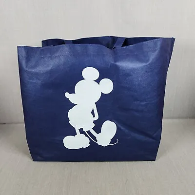 DISNEY STORE Large Reusable Shopping Bag Mickey Mouse Silhouette Tote Blue White • $3.95