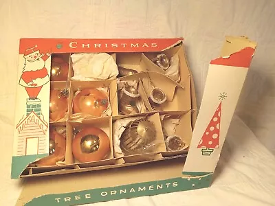 Vintage Box Of Misc. Christmas Ornaments- Poland Gold Bulbs 6 Glittered Boots.+ • $9.50