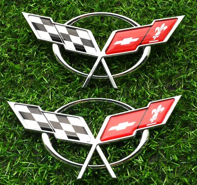 2Pcs Cross Flag Emblems For Corvette C5 Front & Rear 1997-2004 19207384 19207385 • $24.64