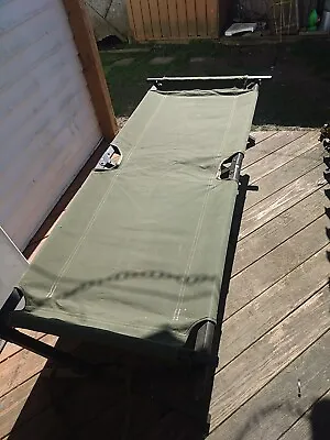 Vintage US Military Army Folding Wood Canvas Cot 1953 Super Clean Camping Tent • $145.21