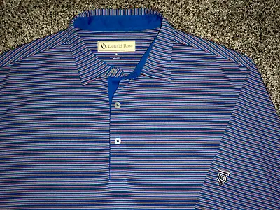 Men's DONALD ROSS Sportswear Golf Polo XL ROYAL BLUE W/Stripes & MUIRFIELD Golf • $19.99