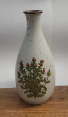 Vintage Mid Century Modern Stoneware  Pottery 7  Orange Flower Bud Vase • $9.99