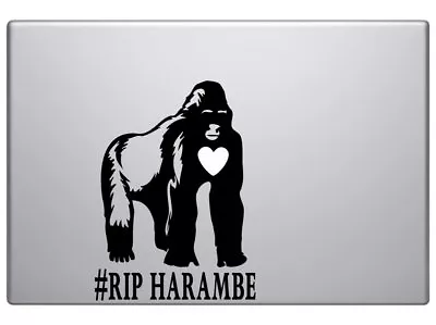 Gorilla Harambe RIP Car Truck SUV Laptop Mac Toolbox Wall Decal Sticker 6  Black • $8.99