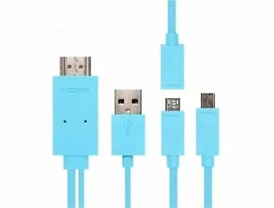 MHL To HDMI Kit - 5 Pin Or 11 Pin MHL Micro USB To HDMI HDTV Cable Adapter - Blu • $12.56