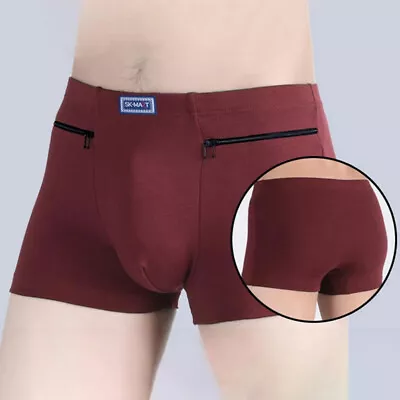 Men Underwear Zipper Pocket Briefs Underpants Breathable Boxer Knickers Shorts  • £6.65