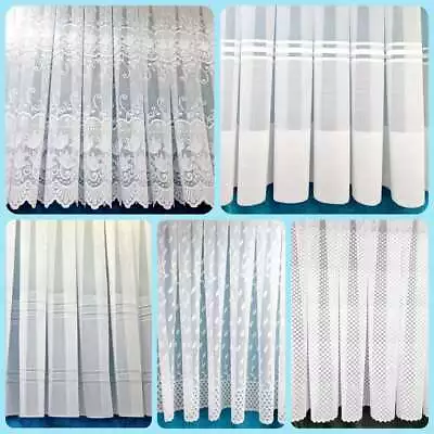 White Lace Cheap Net Curtains Rod Slot Ready To Use Sold By The Metre 11 Drops • £32