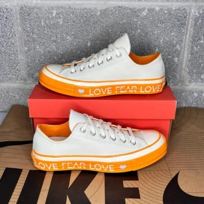 $80 • Buy Converse All Star Leather OX White ‘Love Fear Love’ WOMEN'S 7 - 563474C