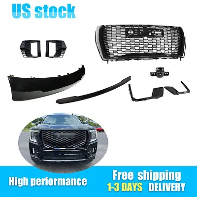 For 2021-2023 GMC Yukon XL Front Grille & Lower Trim Molding + Foglight Covers • $351.18